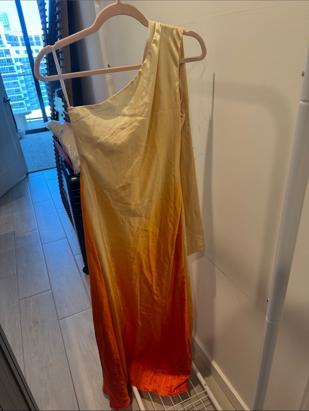 Petal & Pup One-Shoulder Ombre Maxi Dress in Sunset